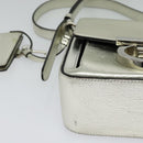 Salvatore Ferragamo Gancini Bag Leather Champagne Gold Silver Auth BD2119-8