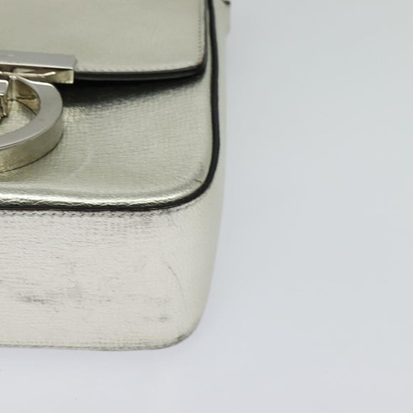 Salvatore Ferragamo Gancini Bag Leather Champagne Gold Silver Auth BD2119