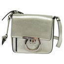 Salvatore Ferragamo Gancini Bag Leather Champagne Gold Silver Auth BD2119-13