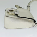 Salvatore Ferragamo Gancini Bag Leather Champagne Gold Silver Auth BD2119-4