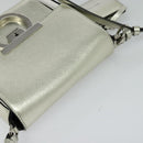 Salvatore Ferragamo Gancini Bag Leather Champagne Gold Silver Auth BD2119-6