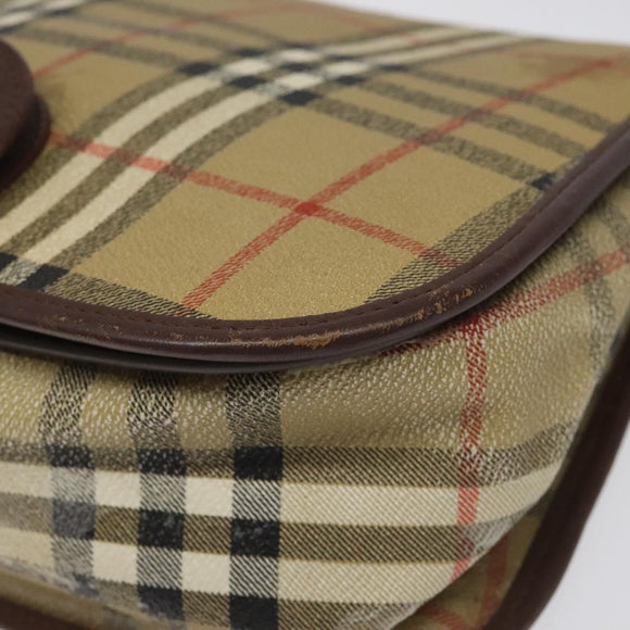 Burberrys Shoulder Bag PVC Beige Brown gold Auth BD212
