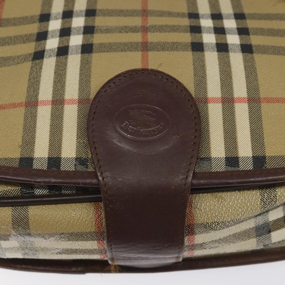 Burberrys Shoulder Bag PVC Beige Brown gold Auth BD212