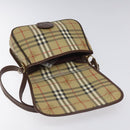 Burberrys Shoulder Bag PVC Beige Brown gold Auth BD212-10