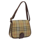 Burberrys Shoulder Bag PVC Beige Brown gold Auth BD212-1