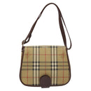 Burberrys Shoulder Bag PVC Beige Brown gold Auth BD212-13