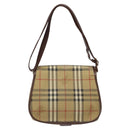 Burberrys Shoulder Bag PVC Beige Brown gold Auth BD212-2