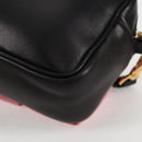 PRADA Ribbon Shoulder Bag Leather Black Gold Auth BD2127V-17