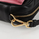 PRADA Ribbon Shoulder Bag Leather Black Gold Auth BD2127V-18