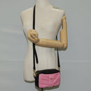 PRADA Ribbon Shoulder Bag Leather Black Gold Auth BD2127V-26