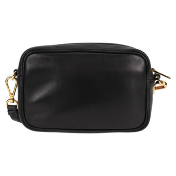 PRADA Ribbon Shoulder Bag Leather Black Gold Auth BD2127V - 0