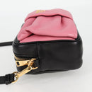 PRADA Ribbon Shoulder Bag Leather Black Gold Auth BD2127V-3