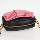PRADA Ribbon Shoulder Bag Leather Black Gold Auth BD2127V-6