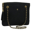 BALLY Chain Shoulder Bag Nylon Black Gold Auth BD2129-1