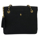 BALLY Chain Shoulder Bag Nylon Black Gold Auth BD2129-13