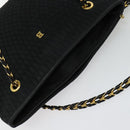 BALLY Chain Shoulder Bag Nylon Black Gold Auth BD2129-6