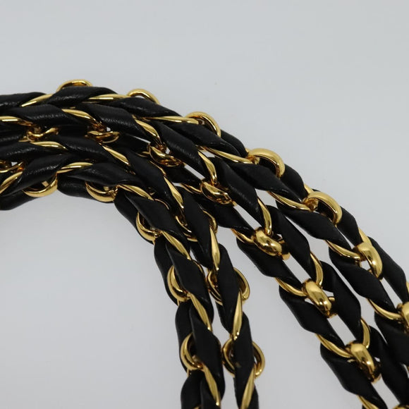 BALLY Chain Shoulder Bag Nylon Black Gold Auth BD2129
