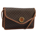 CELINE Macadam Canvas Shoulder Bag PVC Leather Brown Gold Auth BD213-1