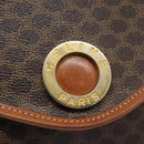 CELINE Macadam Canvas Shoulder Bag PVC Leather Brown Gold Auth BD213-16