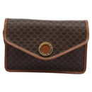 CELINE Macadam Canvas Shoulder Bag PVC Leather Brown Gold Auth BD213-13