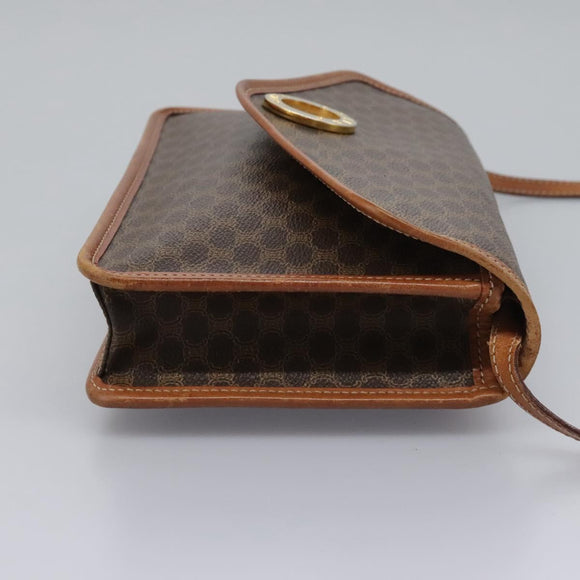CELINE Macadam Canvas Shoulder Bag PVC Leather Brown Gold Auth BD213