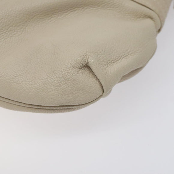 Salvatore Ferragamo Gancini Shoulder Bag Leather White Silver Auth BD2130