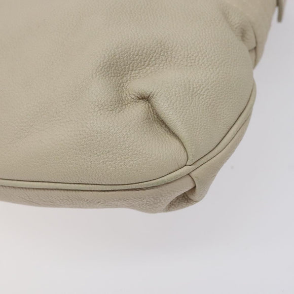 Salvatore Ferragamo Gancini Shoulder Bag Leather White Silver Auth BD2130