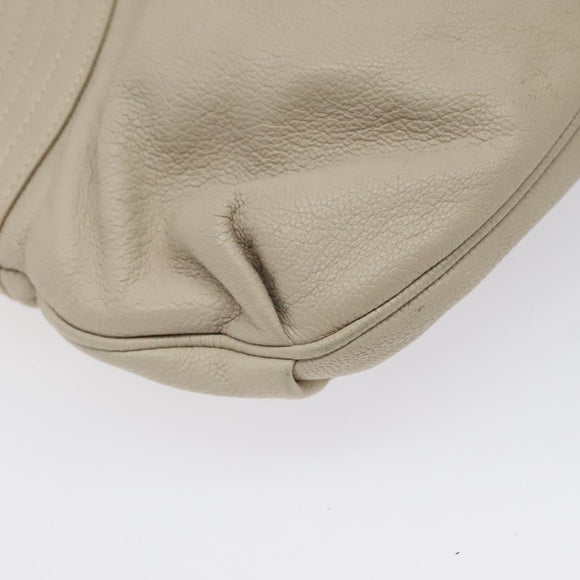 Salvatore Ferragamo Gancini Shoulder Bag Leather White Silver Auth BD2130