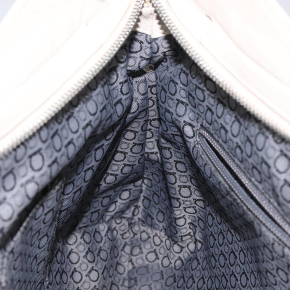 Salvatore Ferragamo Gancini Shoulder Bag Leather White Silver Auth BD2130