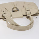 Salvatore Ferragamo Gancini Shoulder Bag Leather White Silver Auth BD2130-7