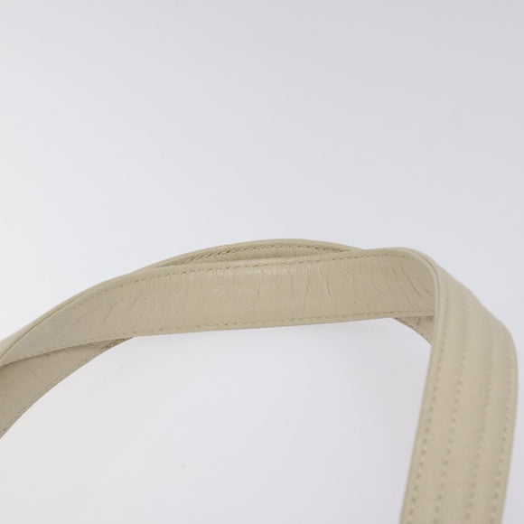 Salvatore Ferragamo Gancini Shoulder Bag Leather White Silver Auth BD2130