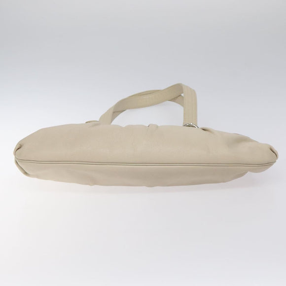 Salvatore Ferragamo Gancini Shoulder Bag Leather White Silver Auth BD2130