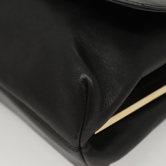 Salvatore Ferragamo Hand Bag Leather Black Gold Auth BD2131