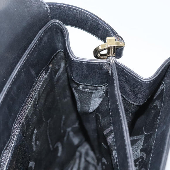 Salvatore Ferragamo Hand Bag Leather Black Gold Auth BD2131