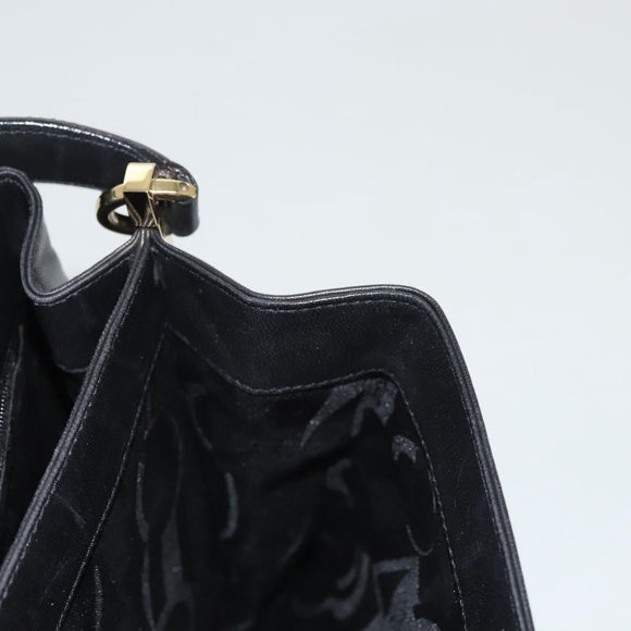 Salvatore Ferragamo Hand Bag Leather Black Gold Auth BD2131