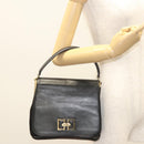 Salvatore Ferragamo Hand Bag Leather Black Gold Auth BD2131-25
