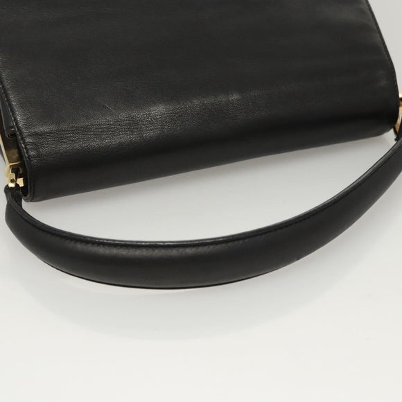 Salvatore Ferragamo Hand Bag Leather Black Gold Auth BD2131