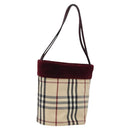 BURBERRY Nova Check Hand Bag Canvas Beige Silver Auth BD2133-1