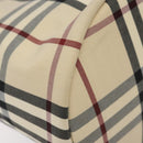 BURBERRY Nova Check Hand Bag Canvas Beige Silver Auth BD2133-14