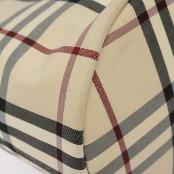 BURBERRY Nova Check Hand Bag Canvas Beige Silver Auth BD2133