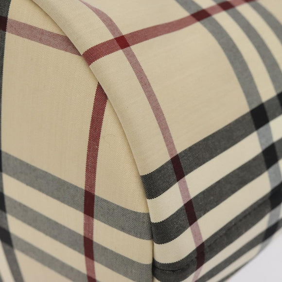 BURBERRY Nova Check Hand Bag Canvas Beige Silver Auth BD2133