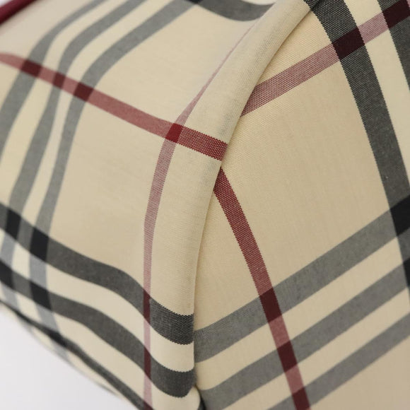 BURBERRY Nova Check Hand Bag Canvas Beige Silver Auth BD2133