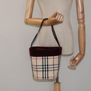 BURBERRY Nova Check Hand Bag Canvas Beige Silver Auth BD2133-19