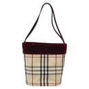 BURBERRY Nova Check Hand Bag Canvas Beige Silver Auth BD2133-13