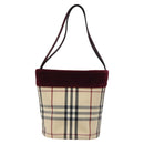 BURBERRY Nova Check Hand Bag Canvas Beige Silver Auth BD2133-2