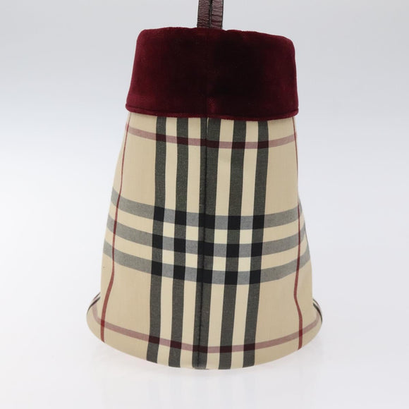 BURBERRY Nova Check Hand Bag Canvas Beige Silver Auth BD2133