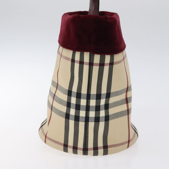 BURBERRY Nova Check Hand Bag Canvas Beige Silver Auth BD2133