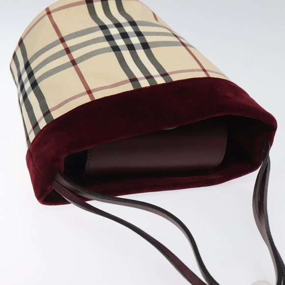 BURBERRY Nova Check Hand Bag Canvas Beige Silver Auth BD2133