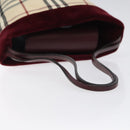 BURBERRY Nova Check Hand Bag Canvas Beige Silver Auth BD2133-7
