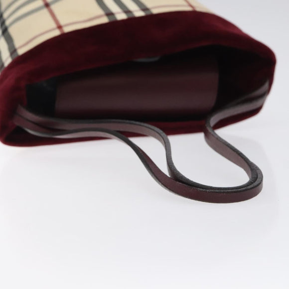 BURBERRY Nova Check Hand Bag Canvas Beige Silver Auth BD2133